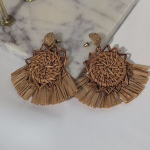 Woven Tan Earrings ( Light Weight)